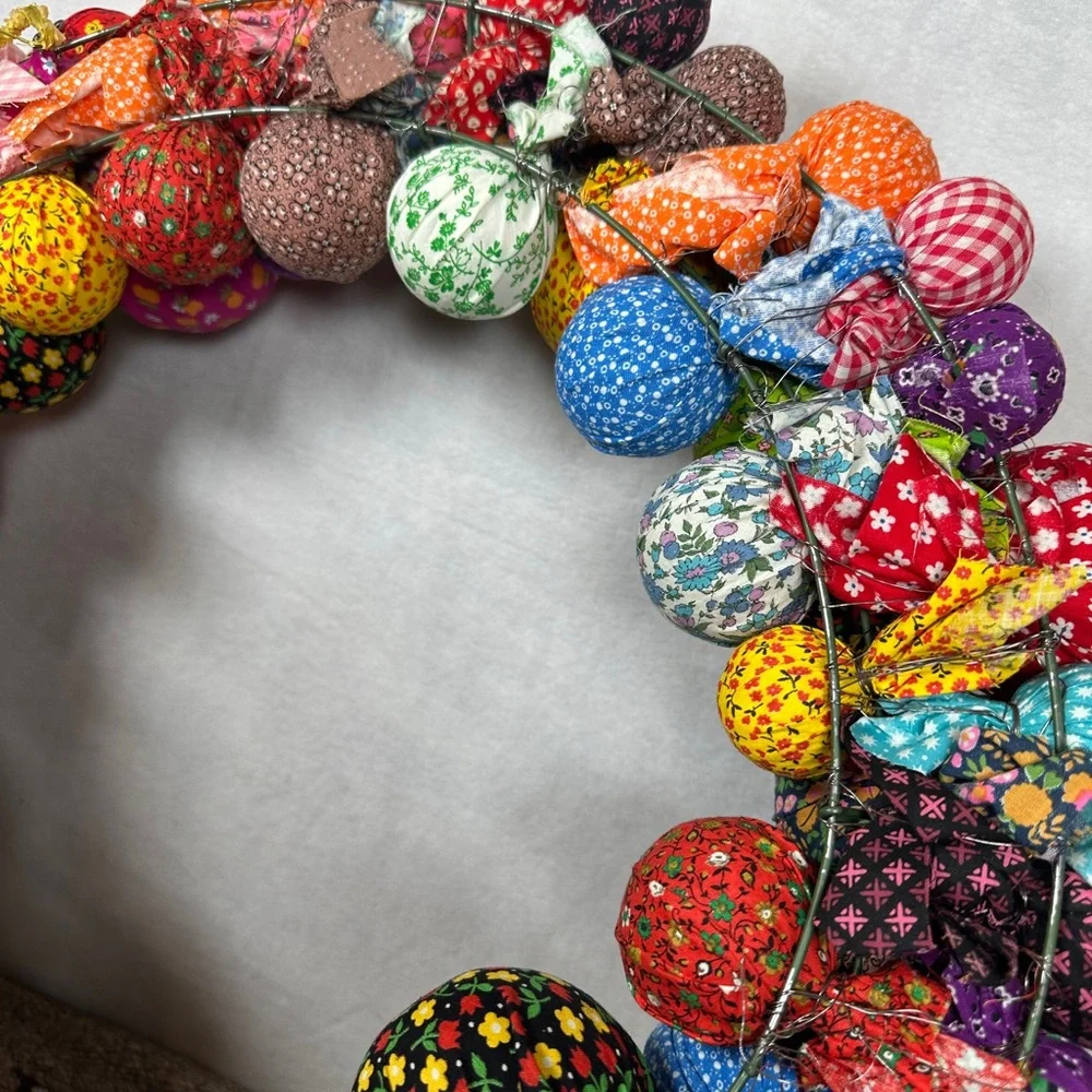 Colorful Fabric Ball Wreath vintage retro 50s‎ 60s